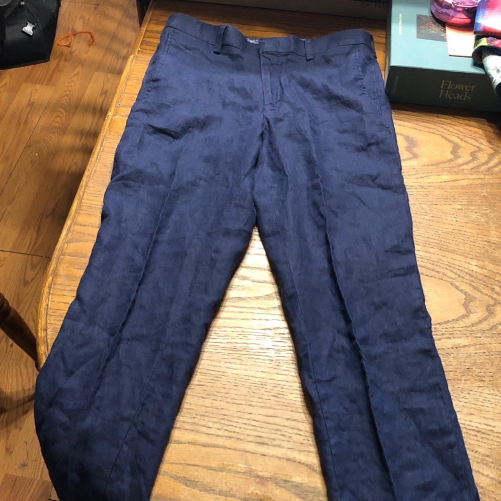 Ralph Lauren Navy Linen-Chinos
